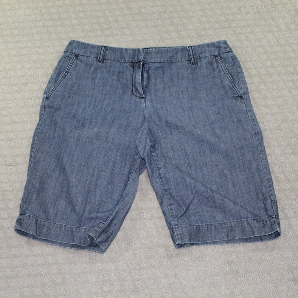 Vtg New York & Company Women's Sz 8 Chambray 100% Cotton Bermuda Shorts